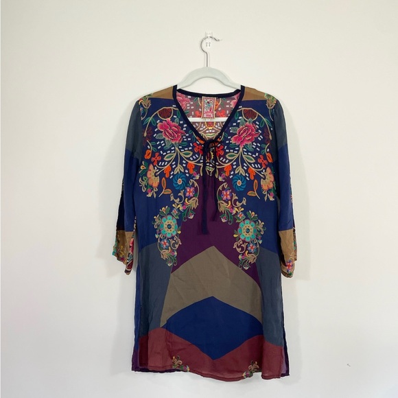 JOHNNY WAS Ludios Tie Front Tunic Top - Picture 1 of 6